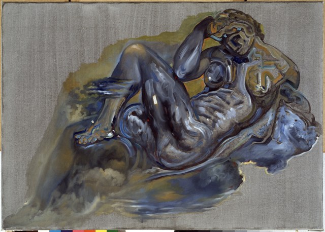 Salvador Dalí, Senza titolo. Notte dalla tomba di Giuliano de’ Medici di Michelangelo, 1982, olio su tela 67 x 95 cm. Figueres, Fundació Gala Salvador Dalí, ©Salvador Dalí, Fundació Gala-Salvador Dalí by SIAE 2016