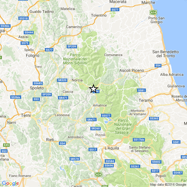 Terremoto Rieti, epicentro