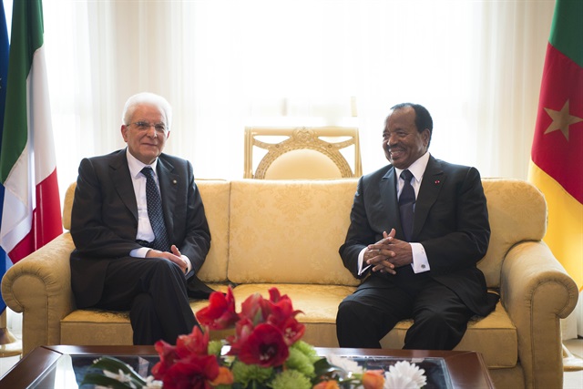 L'incontro tra il presidente della Repubblica Sergio Mattarella e il presidente del Camerun Paul Biya (ph. Quirinale).