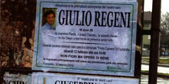 Regeni: oggi i funerali, gl’interrogativi restano