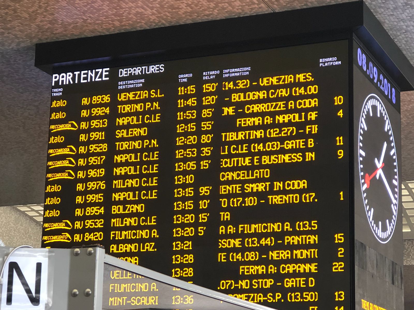 Trenitalia, Frecciarossa e Italo, secondo giorno di caos e ritardi Trenitalia, Frecciarossa e Italo, secondo giorno di caos e ritardi