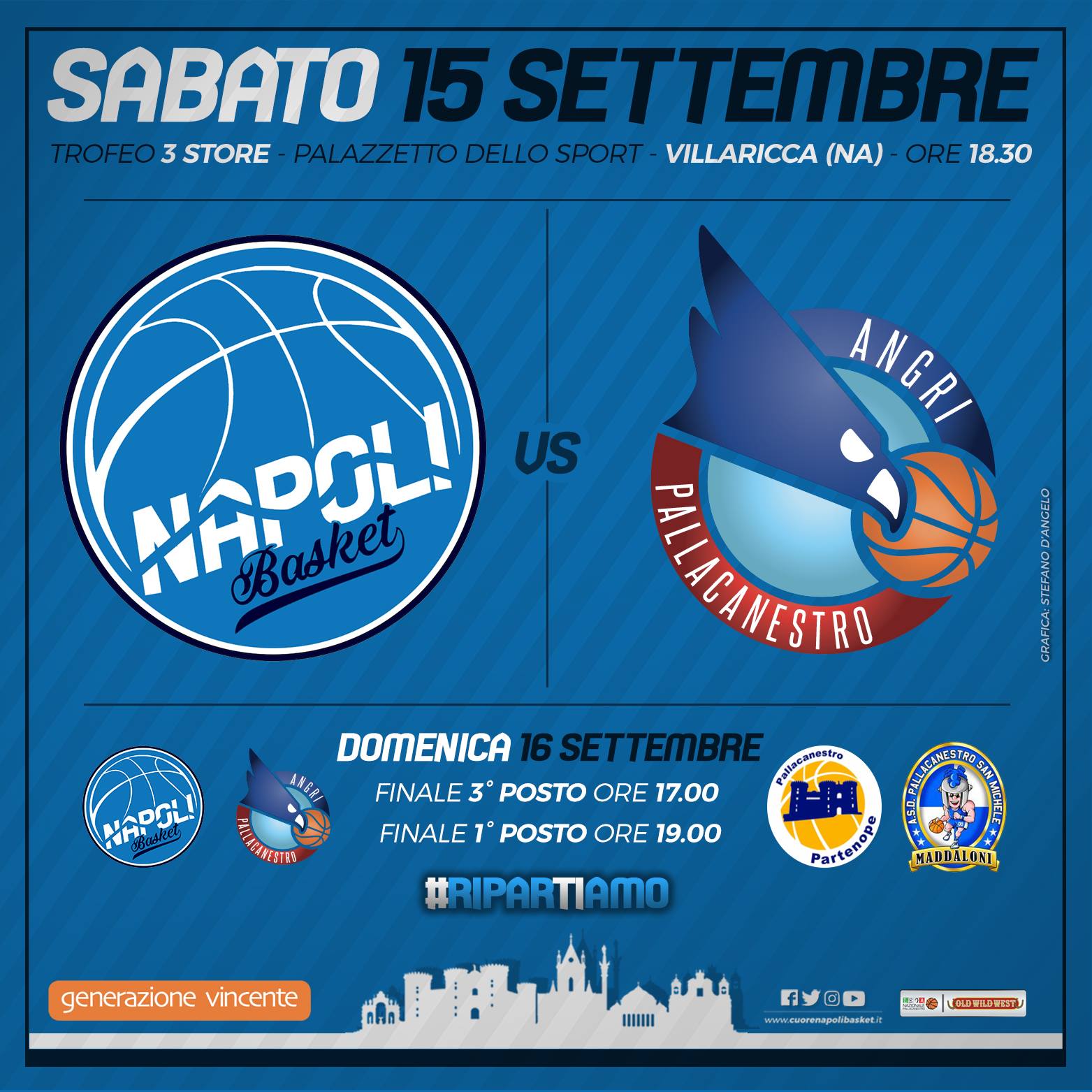 Generazione Vincente Napoli Basket, al via il Trofeo 3 Store: domani esordio con la PrimeLab Angri a Villaricca