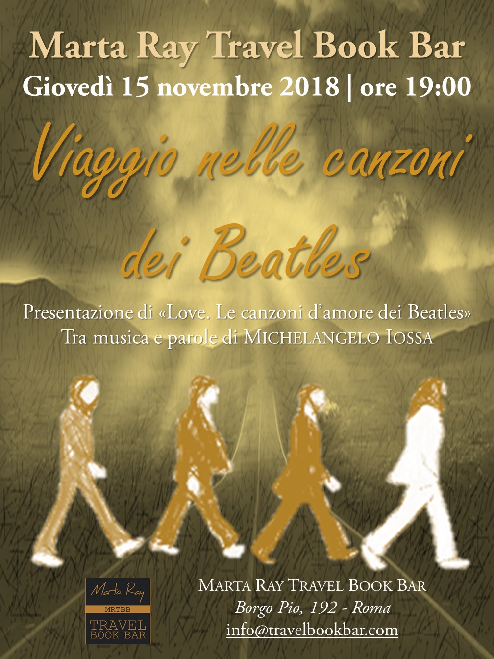 Viaggio nelle canzoni dei Beatles, giovedì 15 novembre 2018, Marta Ray Travel Book Bar