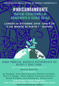 Il ministro per l’Ambiente Sergio Costa all’Università Federico II di Napoli
