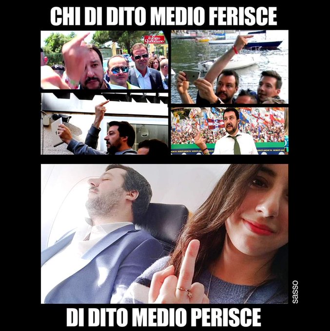 Salvini schiaccia un pisolino in aereo, ragazza scatta selfie con dito medio in resta