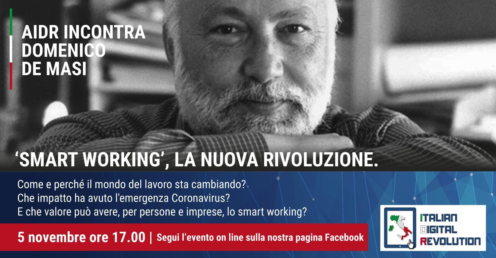Smart working: il sociologo De Masi ospite di Aidr all’evento online del 5 novembre