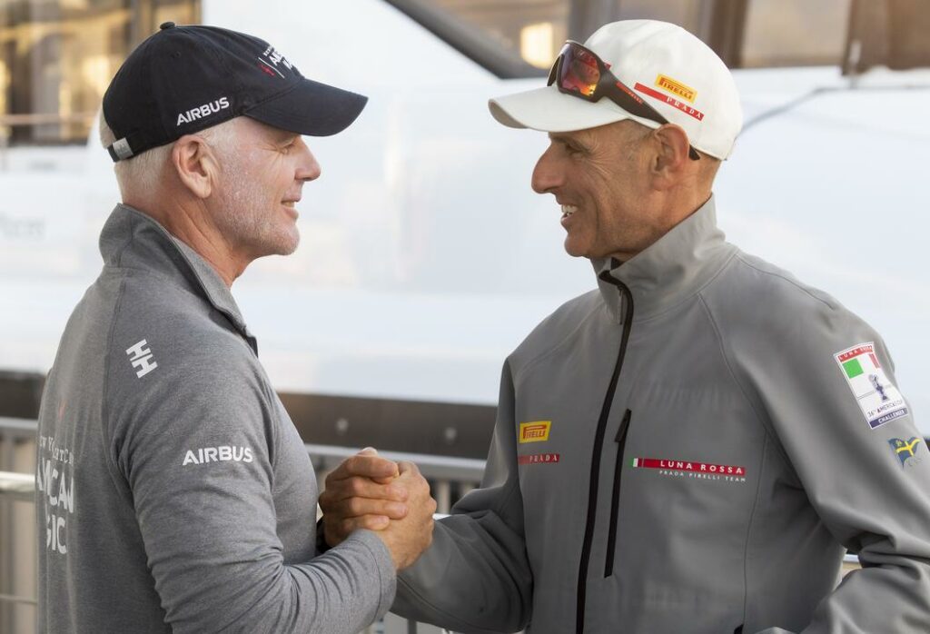 Auckland (Nuova Zelanda), 36esima edizione di America’s Cup presentata da Prada PRADA Cup 2021: conferenza stampa del 30 gennaio 2021 con Terry Hutchinson (Skipper e Executive Director - New York Yacht Club American Magic), e Francesco Bruni (navigatore - Luna Rossa Prada Pirelli Team). Auckland (Nuova Zelanda), 36esima edizione di America’s Cup presentata da Prada PRADA Cup 2021: conferenza stampa del 30 gennaio 2021 con Terry Hutchinson (Skipper e Executive Director - New York Yacht Club American Magic), e Francesco Bruni (navigatore - Luna Rossa Prada Pirelli Team).