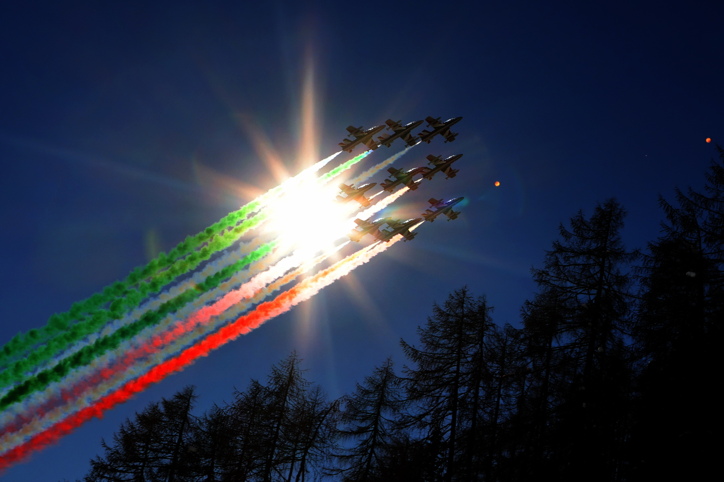Cortina 2021 Campionati mondiali id sci alpino. Frecce Tricolori a Cortina d'Ampezzo 14/02/2021 (Photo: Pentaphoto Marco Trovati).