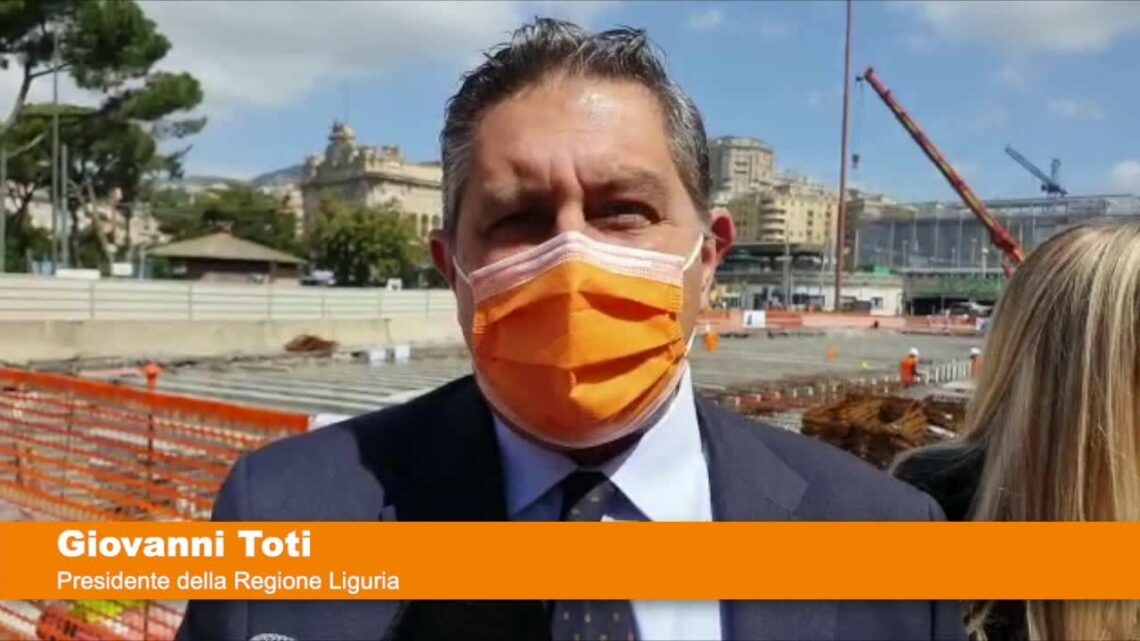 Ultima trave sul cantiere del Bisagno a Genova Ultima trave sul cantiere del Bisagno a Genova