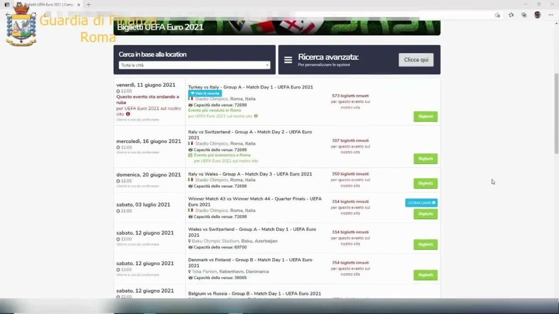 Truffa sui biglietti per gli Europei di calcio, oscurati 2 siti web Truffa sui biglietti per gli Europei di calcio, oscurati 2 siti web