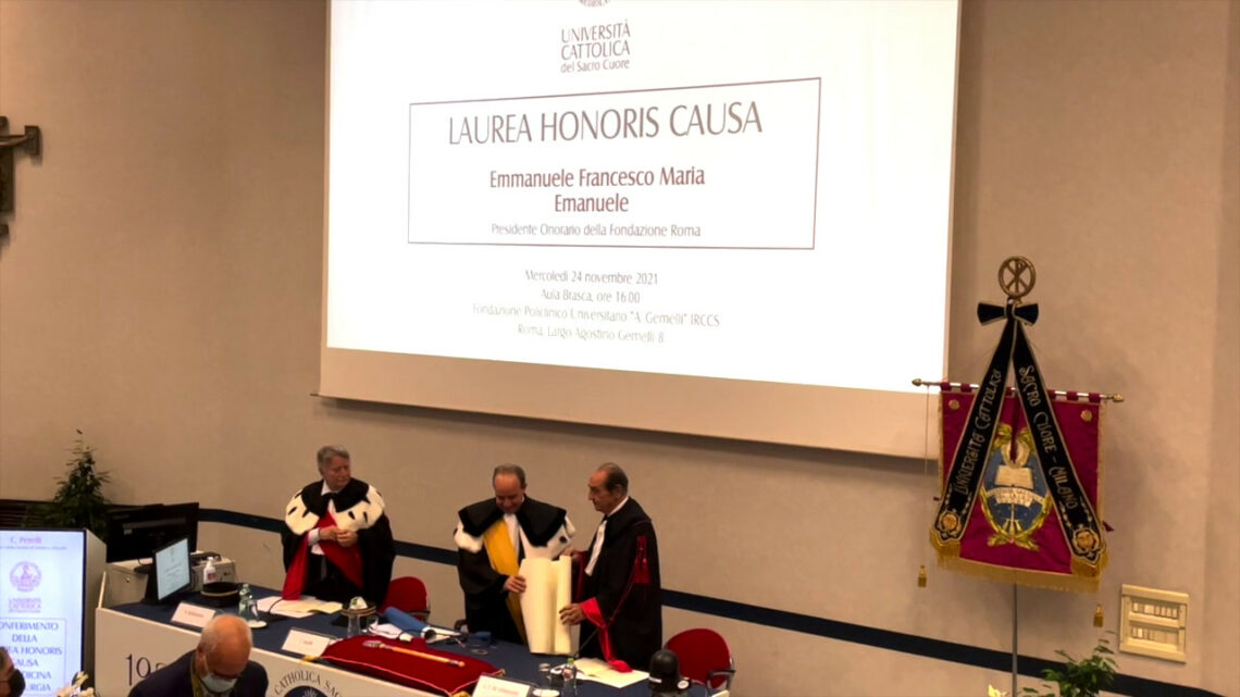 Università Cattolica, laurea honoris causa a Emmanuele F.M. Emanuele Università Cattolica, laurea honoris causa a Emmanuele F.M. Emanuele