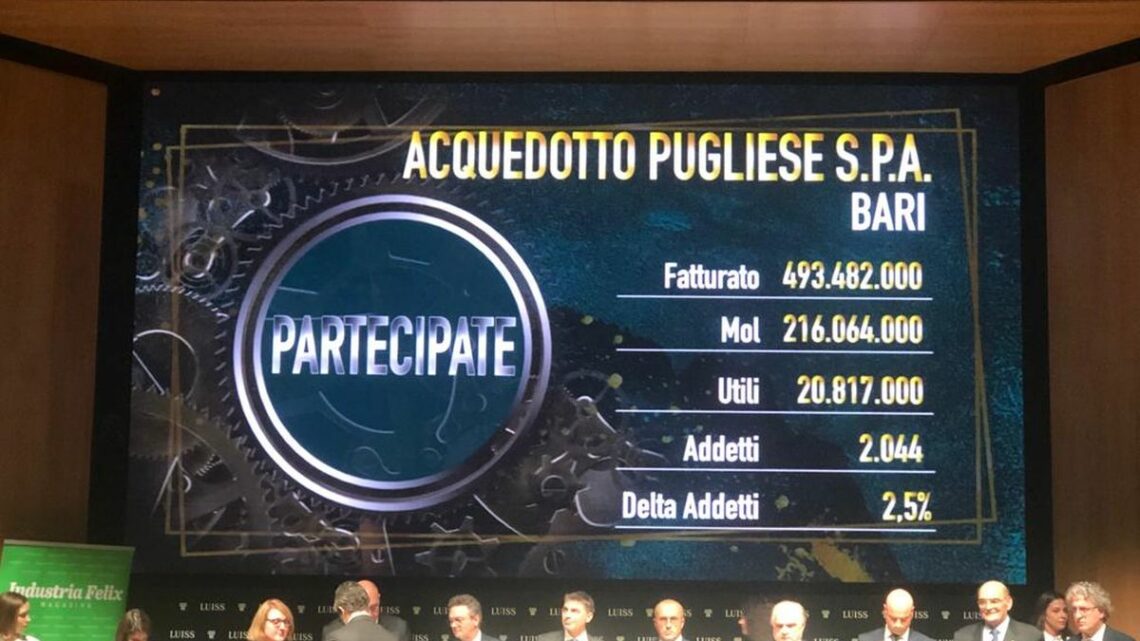 Ad Acquedotto Pugliese un premio per i risultati di bilancio Ad Acquedotto Pugliese un premio per i risultati di bilancio