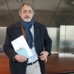 Il giornalista Massimiliano Bonardi, autore di "Bagnoli" all'Auditorium di Bagnoli a Napoli il 2 aprile 2023 (ph. In24 / P. Nigro).