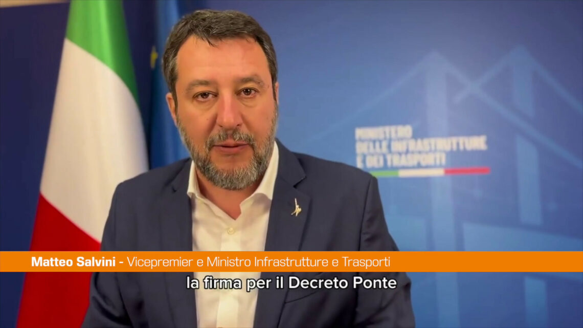 Salvini firma il decreto Ponte “Obiettivo aprire i cantieri nel 2024” Salvini firma il decreto Ponte “Obiettivo aprire i cantieri nel 2024”