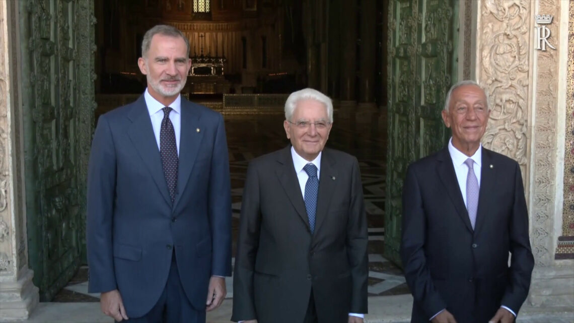 Mattarella, re di Spagna e presidente Portogallo in visita a Monreale Mattarella, re di Spagna e presidente Portogallo in visita a Monreale