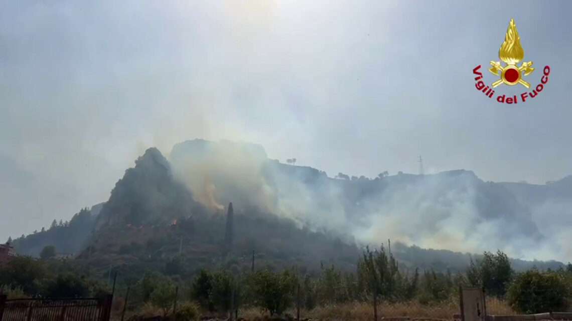 Incendi nel Palermitano, vigili del fuoco e Canadair in azione Incendi nel Palermitano, vigili del fuoco e Canadair in azione