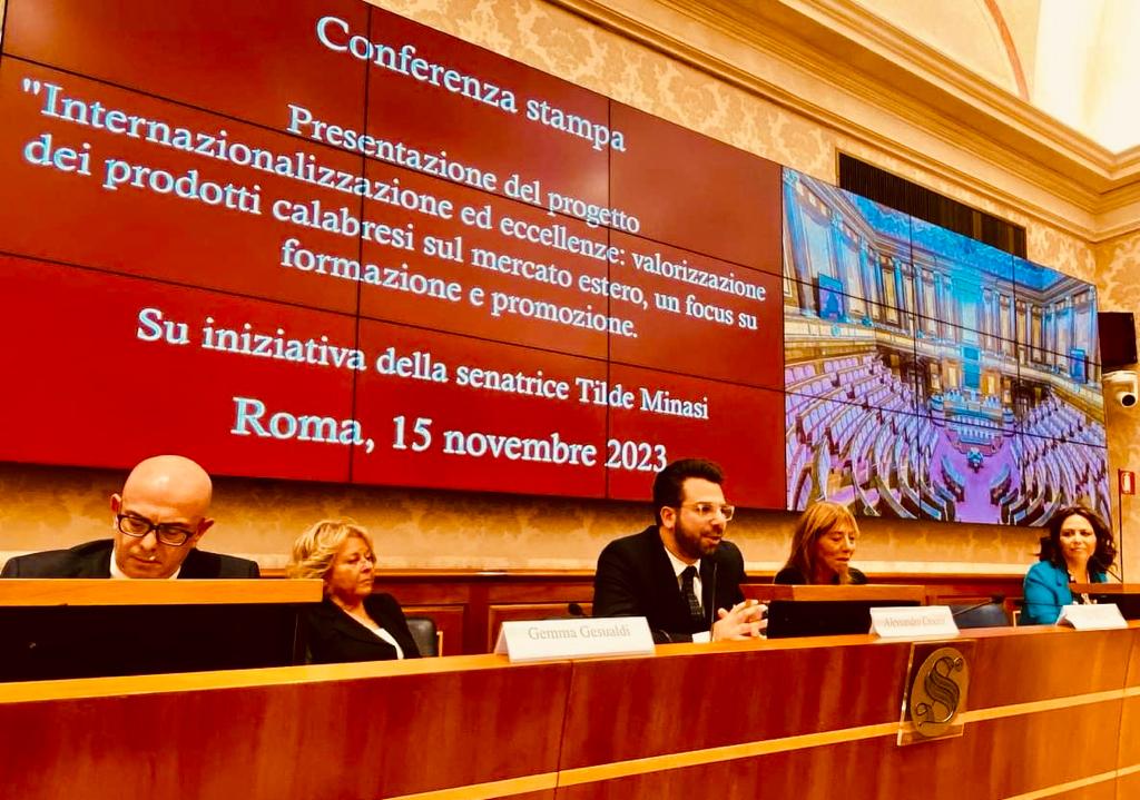 La presentazione del progetto Internazionalizzazione ed eccellenze a Roma al Senato il 15novembre 2023.