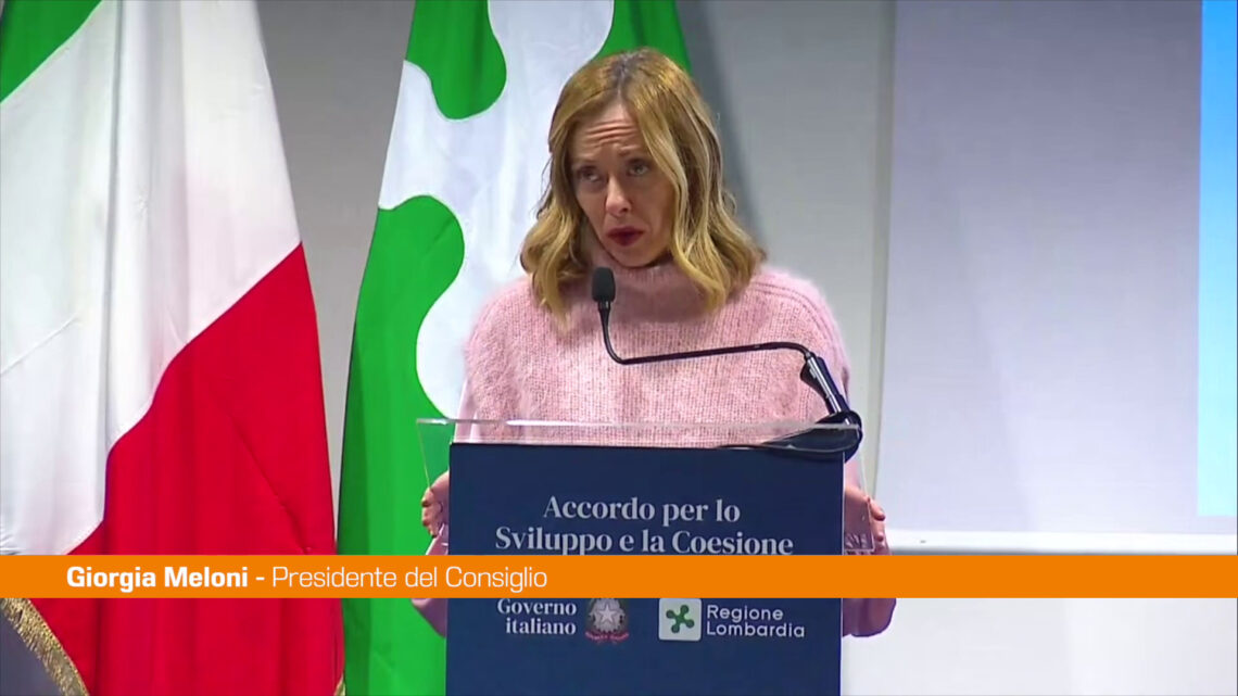 Meloni “Con l’Accordo di Coesione quasi 2 miliardi per la Lombardia” Meloni “Con l’Accordo di Coesione quasi 2 miliardi per la Lombardia”