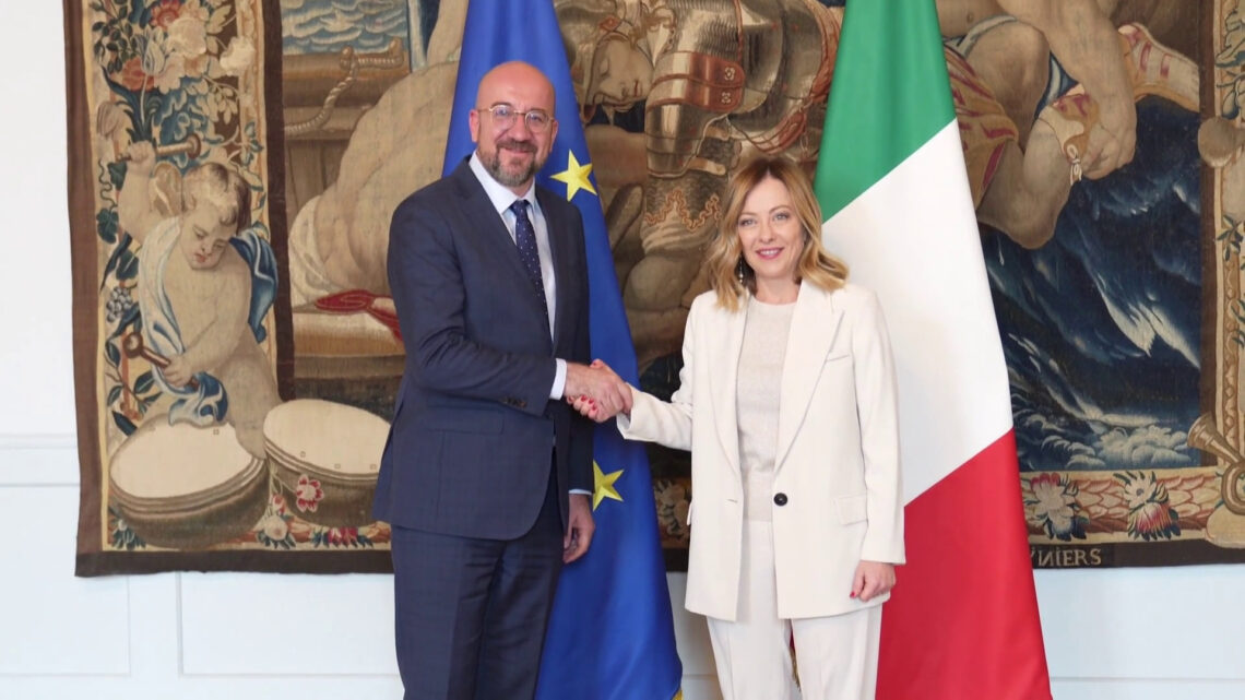 Michel incontra Meloni a Palazzo Chigi Michel incontra Meloni a Palazzo Chigi