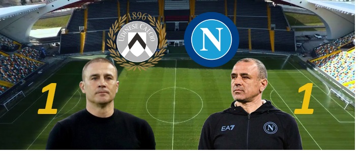 Il Napoli non sa più vincere, ancora pari nel finale ad Udine
