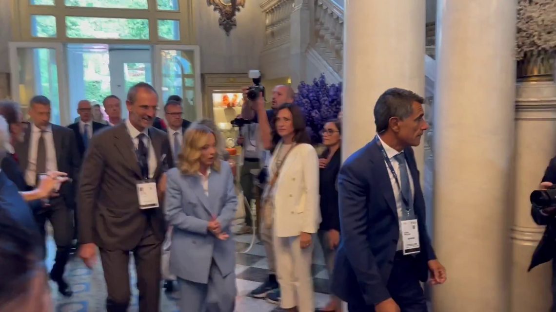 Il premier Giorgia Meloni al forum di Cernobbio Il premier Giorgia Meloni al forum di Cernobbio