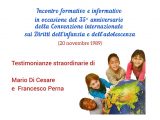 Giornata dell’infanzia: da oggi incontri in tutta Italia