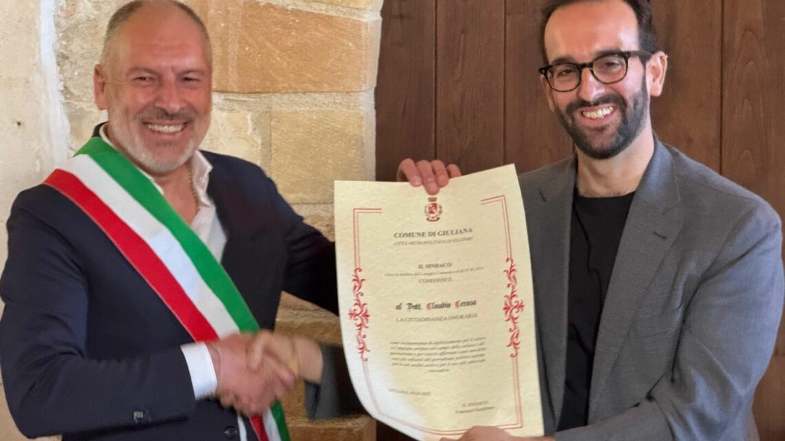 A Claudio Cerasa la cittadinanza onoraria del comune di Giuliana A Claudio Cerasa la cittadinanza onoraria del comune di Giuliana