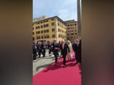 Re Carlo e regina Camilla alla Camera accolti da Fontana e La Russa